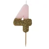 Vela Nº 4 Rosa Claro y Dorada 12 cm