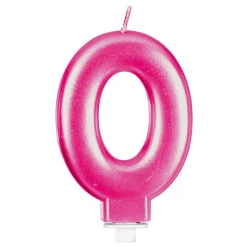 Vela Nº 0 Rosa Metalizado 8 cm