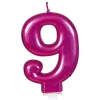 Vela Nº 9 Rosa Metalizado 8 cm