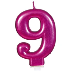 Vela Nº 9 Rosa Metalizado 8 cm