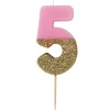 Vela Nº 5 Rosa y Dorada 12 cm