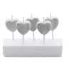 Velas Corazones Plateados 5 ud