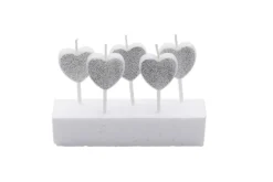 Velas Corazones Plateados 5 ud