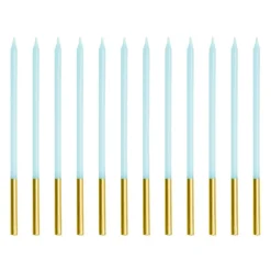 Velas Cumpleaños Azul / Dorado 14 cm - 12 ud