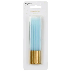 Velas Cumpleaños Azul / Dorado 14 cm - 12 ud