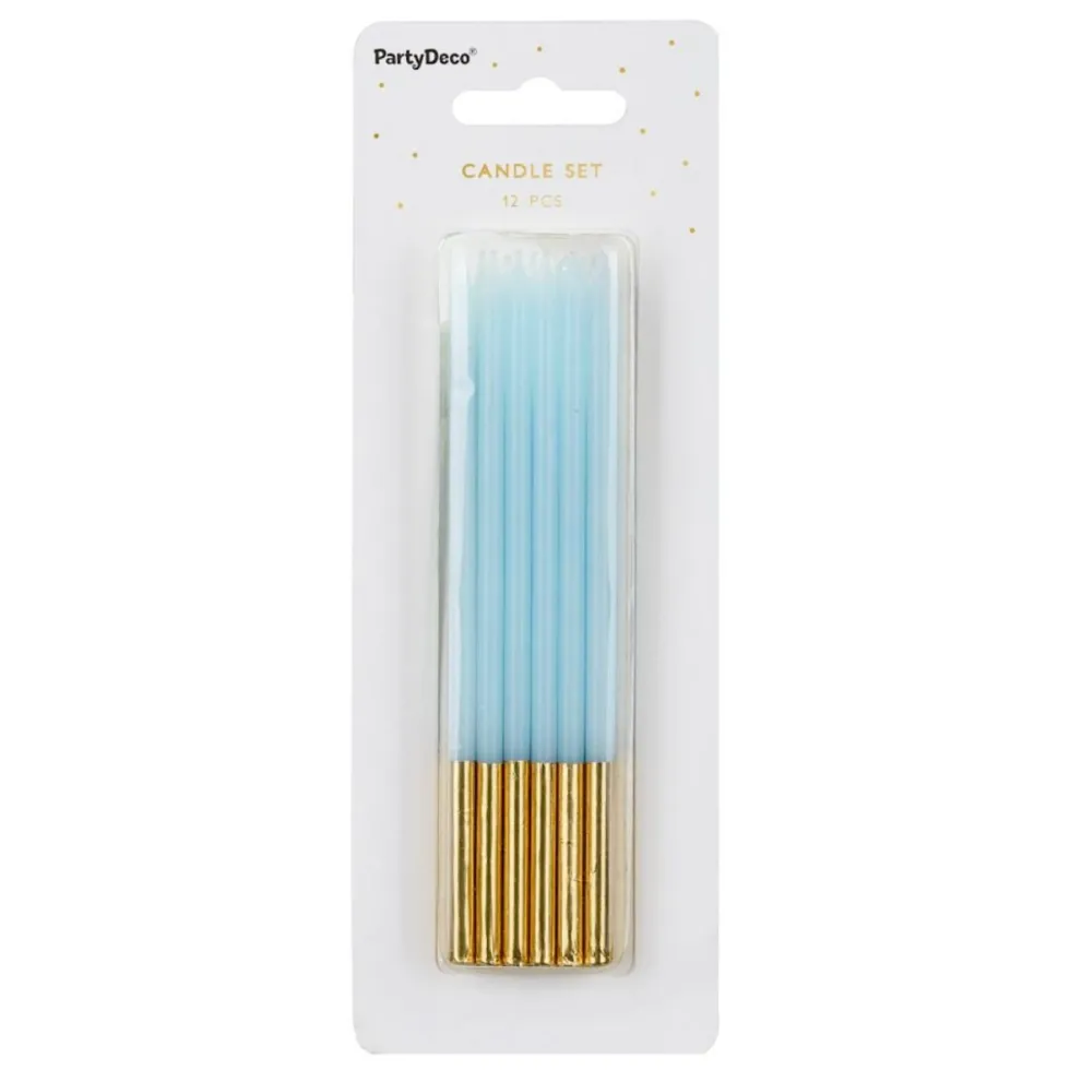 Velas Cumpleaños Azul / Dorado 14 cm - 12 ud