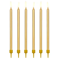 Velas Cumpleaños Doradas 12,5 cm - 12 ud - Partydeco