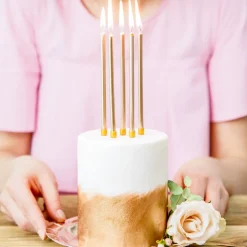 Velas Cumpleaños Doradas 12,5 cm - 12 ud - Partydeco