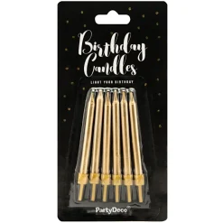 Velas Cumpleaños Doradas 6 ud - 6 cm - Partydeco