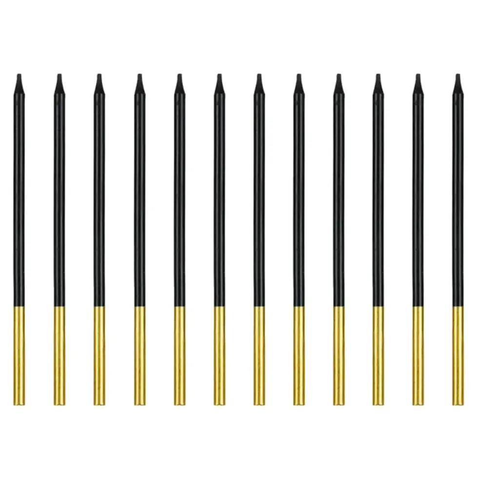 Velas Cumpleaños Negro / Dorado 14 cm - 12 ud