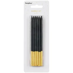 Velas Cumpleaños Negro / Dorado 14 cm - 12 ud