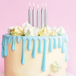 Velas Cumpleaños Plateadas 6 ud - 6 cm - Partydeco
