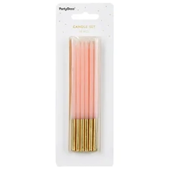 Velas Cumpleaños Rosa / Dorado 14 cm - 12 ud