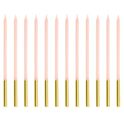 Velas Cumpleaños Rosa / Dorado 14 cm - 12 ud
