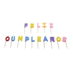 Velas Felíz Cumpleaños Colores 15 pcs