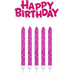 Velas Fucsias Happy Birthday